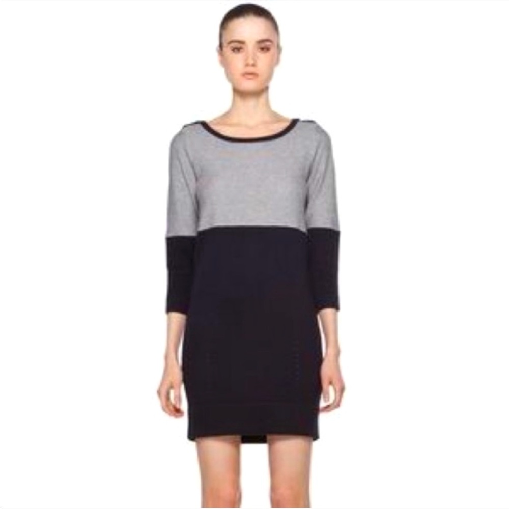 Rag & Bone Knit Sweater Dress gray navy Cotton cashmere